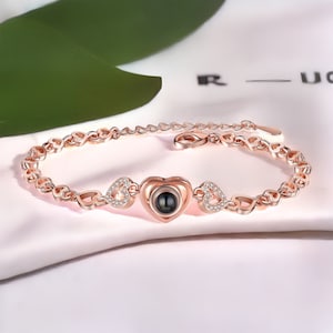 Personalized Projection Stone Bracelet,Custom Picture Bangle, Gift for Mom, Girlfriend and Best Friend, Mother's Day Gift for Her