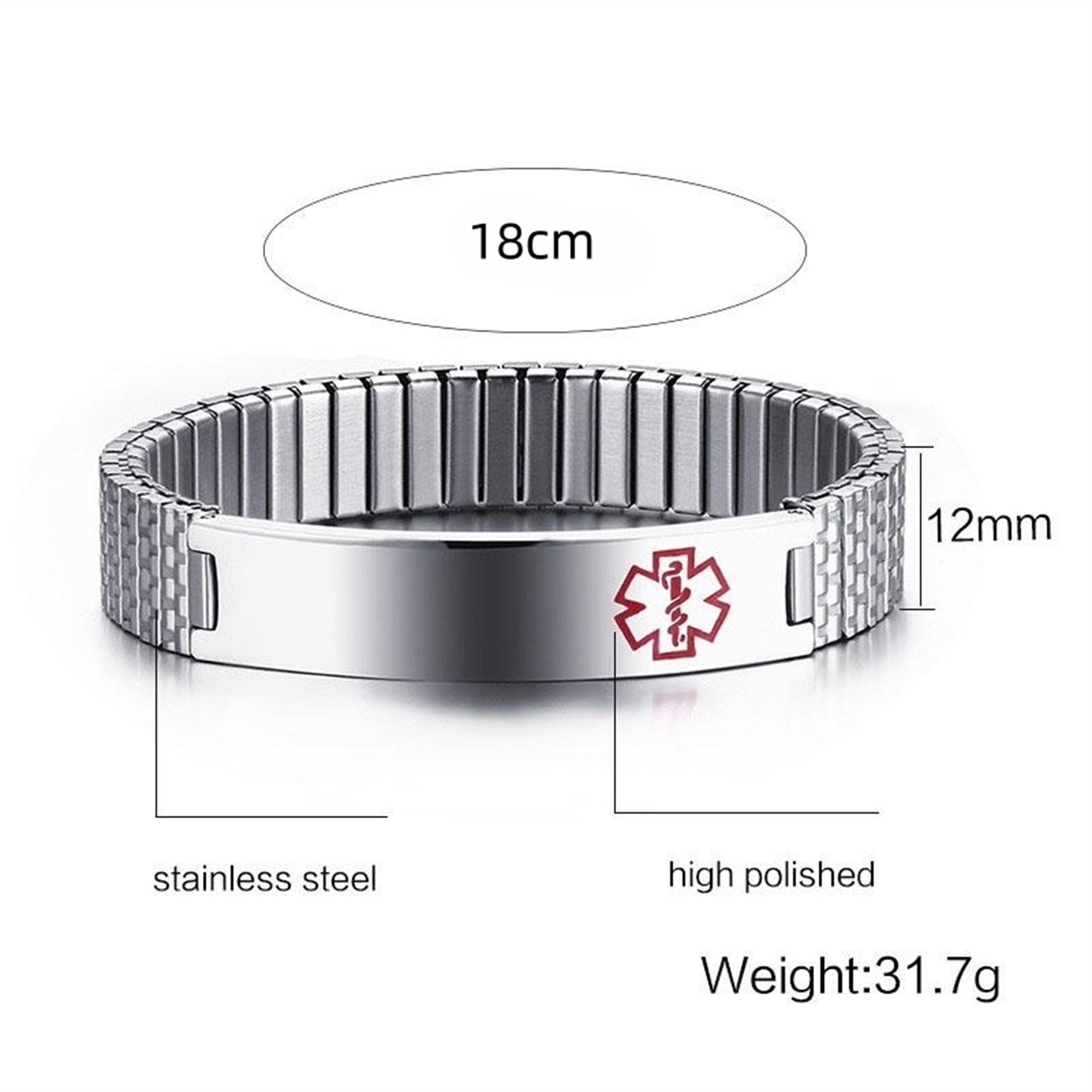 Personalized Medical Alert Bracelet for Men,Including Medical Information and Contact ID,Gift for Epilepsy, Hypertension, Dizziness Patient
