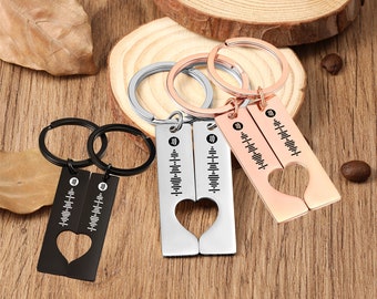 Portachiavi con codice musicale a forma di cuore / Portachiavi di coppia / Portachiavi inciso / Codice musicale / Portachiavi musicale personalizzato / Portachiavi con canzone / Portachiavi scansionabile