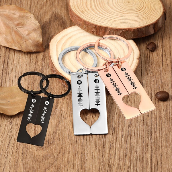 Heart Music Code Keyring | Couple Keychain | Engraved Keychain | Music Code | Customised Music Keychain | Song Keychain | Scannable Keyring