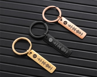 Personalised Keyring ,Music Code Keychain,Customizable Keychain, Musical Gift -Wedding Song, Engraved Code Keychain | Music Lover Gift