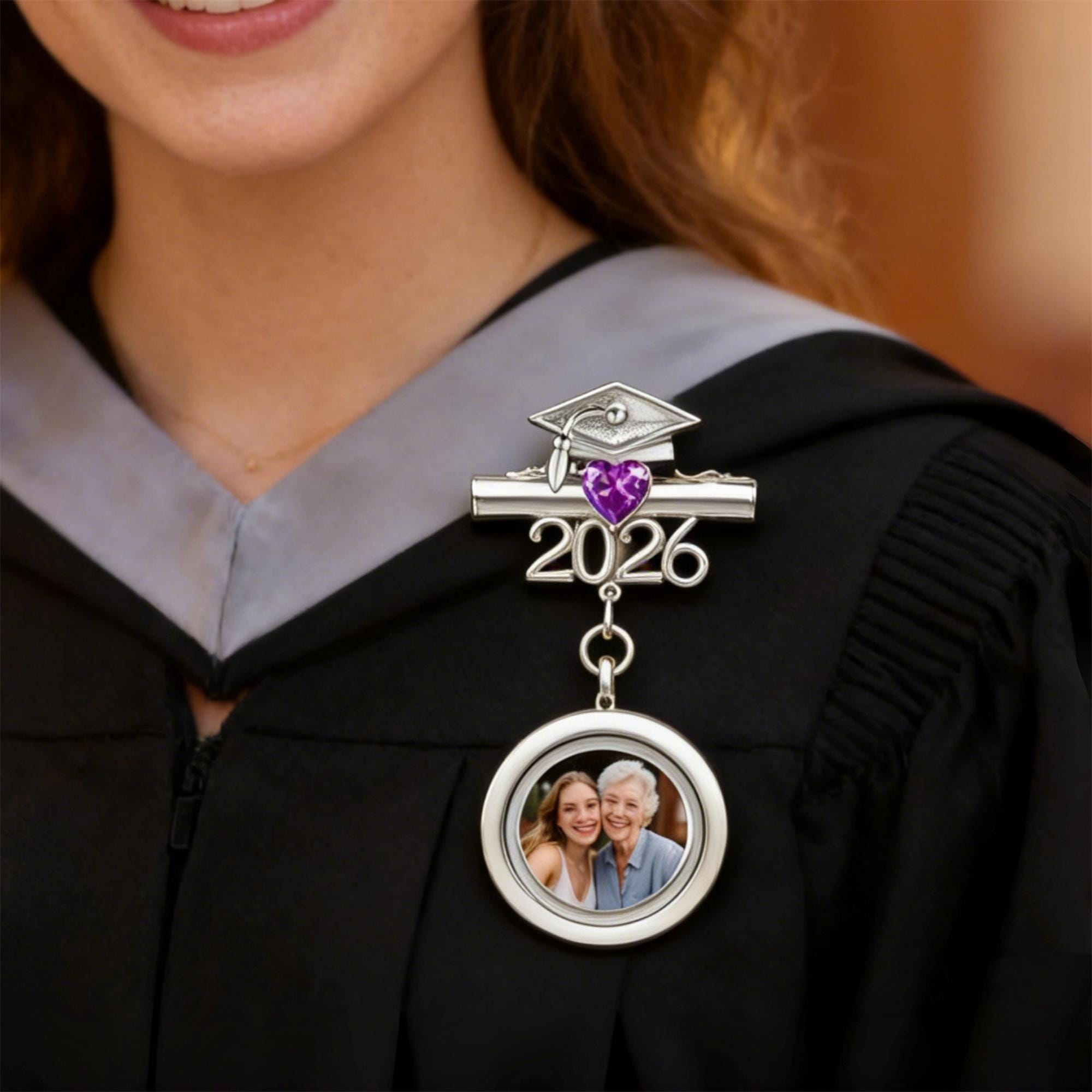 Personalized Memorial Pin for Graduation, Custom Photo & Text Brooch ...