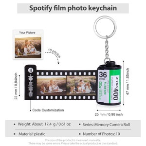 Customizable Film Photo Keychain with Music Code ,Personalize with 5-20 Photos,Camera Roll Gift,Gift for Boyfriend, Family , Memory Gift image 3