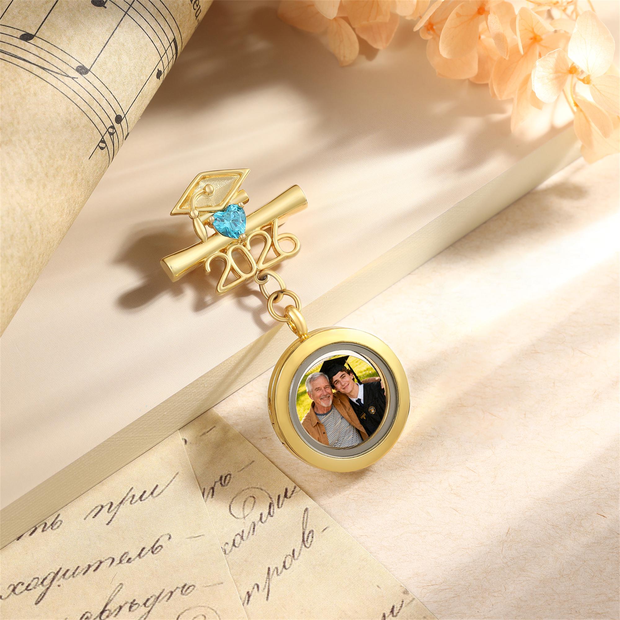 Personalized Memorial Pin for Graduation, Custom Photo & Text Brooch ...