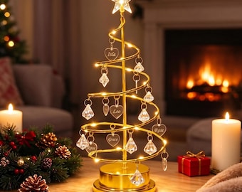 Gepersonaliseerde kerstboomverlichting, kristallen nachtlampje met 1-18 namen, cadeau voor de feestdagen voor het hele gezin, kerstcadeau voor het hele gezin in 2026