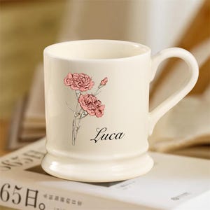 Custom Birth Flower Mug, Personalized Handmade Floral Ceramic Mug, Name Coffee Cup, Gifts for Mom/Grandma, Mother&#39;s Day Gift, Family Gift