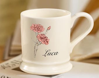 Custom Birth Flower Mug, Personalized Handmade Floral Ceramic Mug, Name Coffee Cup, Gifts for Mom/Grandma, Mother's Day Gift, Family Gift
