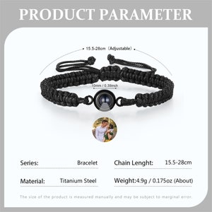 Pulsera de proyección de fotos personalizada, pulsera de cuerda trenzada, pulsera conmemorativa, pulsera con imagen, regalos de aniversario, regalos del día del padre para él imagen 5