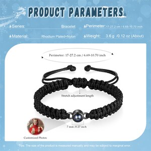 Personalisieren Sie Fotoprojektions-Armband für Männer&Frauen, Minimalismus-Bildprojektions-Perlenarmband, geflochtenes Seil-Armband, Erinnerungsgeschenk für Mutter Bild 9