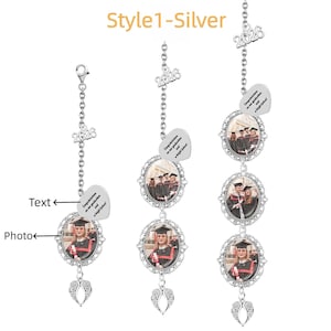 Borla de formatura personalizada com 1 a 3 fotos, borla comemorativa de formatura com asas de anjo, borla personalizada para chapéu de formatura, presente de formatura Style1-Silver