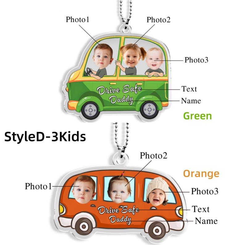 Personliga bildhängare för barn 1-4 år, akryldekoration för kör säkert pappa, present till ny pappa, present till ny förare, babyfotopresent till maken bild 11