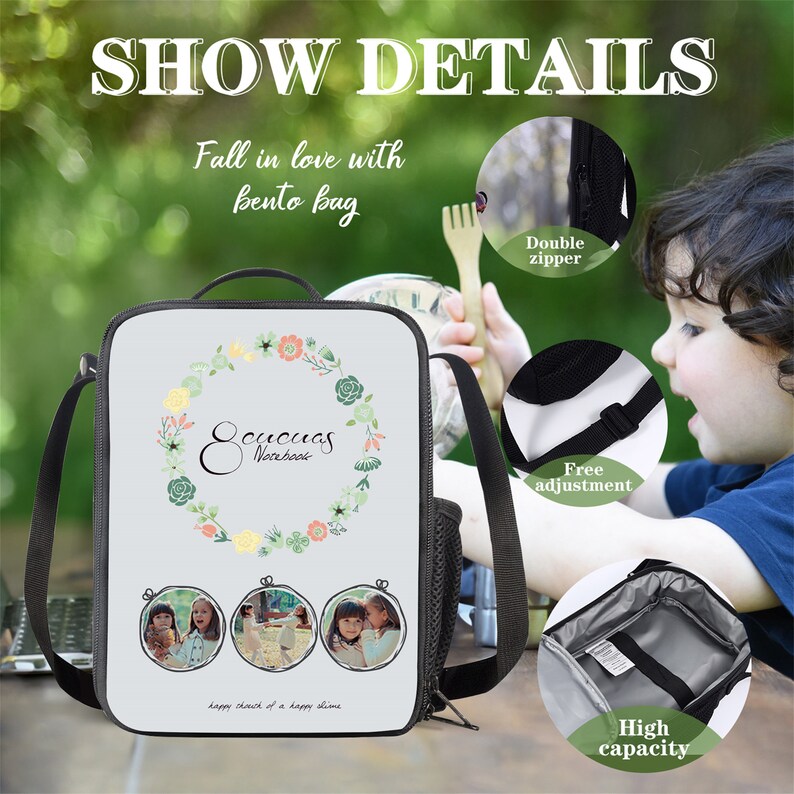 Personalize Lunch Bag for Girls Boys,Custom Age, Name and Photos Lunch Box Waterproof Lunch Tote,Back-to-School Gift for Child image 4