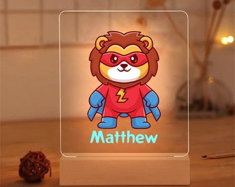 Customized Name Cute Lion Night Light for Baby,Luminous Animal Acrylic Board - Creative Gift for Baby, Birthday Gift for Children