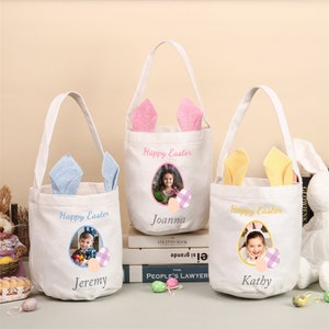 Personalized Easter Basket,Custom Easter Basket with Photo & Name,Monogram Easter Basket,Girls Basket,Boys Basket,Gifts for Kids Children