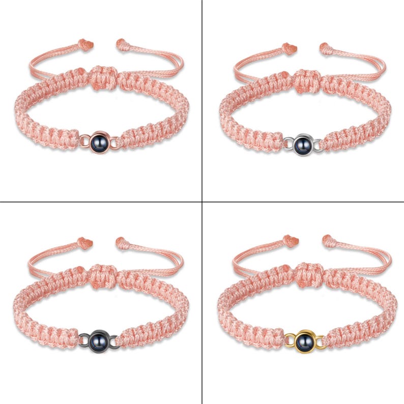 Personalisieren Sie Fotoprojektions-Armband für Männer&Frauen, Minimalismus-Bildprojektions-Perlenarmband, geflochtenes Seil-Armband, Erinnerungsgeschenk für Mutter Bild 6