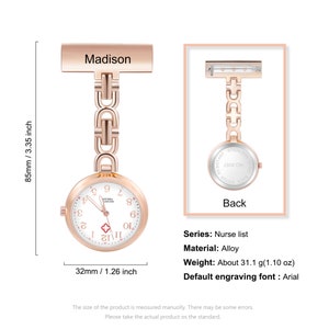 Benutzerdefinierte Krankenschwester Taschenuhr, Krankenschwester Uhr mit Anstecknadel, Hochzeitsandenken, exklusiv für Krankenschwestern, Kosmetikerinnen, Hebammen entwickelt Style 2-Rose Gold