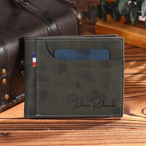 Personalisierte Leder Geldbörse für Männer, Benutzerdefinierte Foto Geldbörse, Jubiläumsgeschenk für ihn, Weihnachtsgeschenk für Papa, Ehemann, Freund, personalisiertes Geschenk