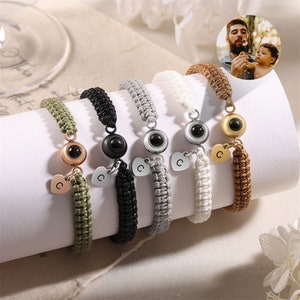 Pulsera de proyección de fotos personalizada, pulsera de letras personalizadas, pulsera de cuerda trenzada, joyería con imágenes, regalos para él, regalos para mamá, regalo para ella