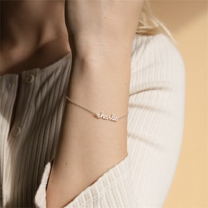 Pulsera con nombre personalizado para mujer, pulsera S925, joyería con nombre personalizado, pulsera con placa de identificación, pulsera minimalista, regalos para ella, regalos para mamá