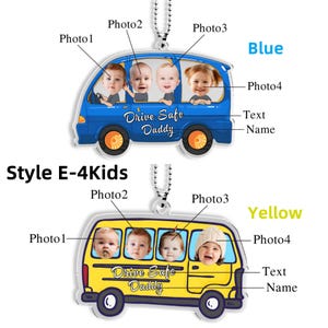 Personliga bildhängare för barn 1-4 år, akryldekoration för kör säkert pappa, present till ny pappa, present till ny förare, babyfotopresent till maken bild 12