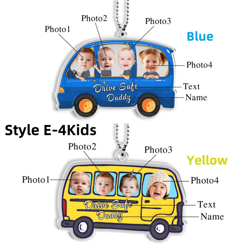 Personliga bildhängare för barn 1-4 år, akryldekoration för kör säkert pappa, present till ny pappa, present till ny förare, babyfotopresent till maken bild 12