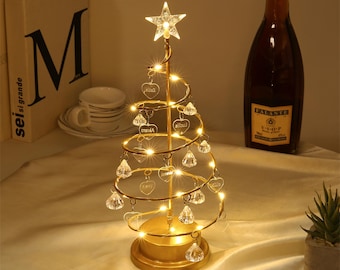 Gepersonaliseerde kerstboomverlichting 1-18 namen, aangepaste kristallen kroonluchter, kerstversieringen, nachtlampje stamboom, familiekerstcadeau