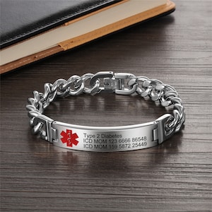 2025 Customized Medical Alarm Bracelet-Including Medical Informattion and ID, for Epilepsy,Heart Disease, Diabetes,and Alzheimer&#39;s Patients
