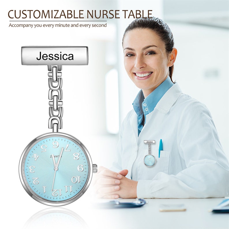 Custom Name Nurse Pocket Watch,Nurse Watch With Lapel Pin,Wedding Souvenir,Designed Exclusively for Nurses, Beauticians, Midwives image 2