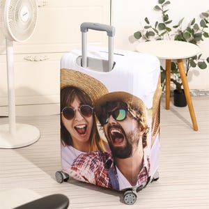 Personalized Photo Luggage Cover,Custom Pic Travel Suitcase Cover,Travel Gift,Anti-loss Luggage Cover,Custom Luggage Cover,Anniversary Gift