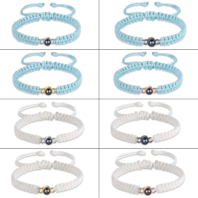 Personalisieren Sie Fotoprojektions-Armband für Männer&Frauen, Minimalismus-Bildprojektions-Perlenarmband, geflochtenes Seil-Armband, Erinnerungsgeschenk für Mutter Bild 8