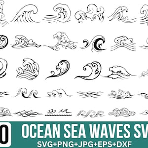 Wave Svg Bundle, Beach Svg, Ocean Svg, Water Svg, Water Splash Svg, Summer Vibes Svg, Wave Vector File, Cut Files For Cricut, Silhouette