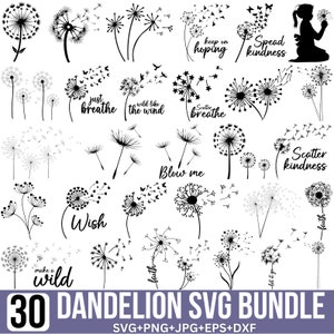 Löwenzahn-Svg-Bundle, Löwenzahn Png, einfach atmen svg, Plotterdatei svg, Blumen svg, Löwenzahn, Löwenzahn Clipart, für Cricut