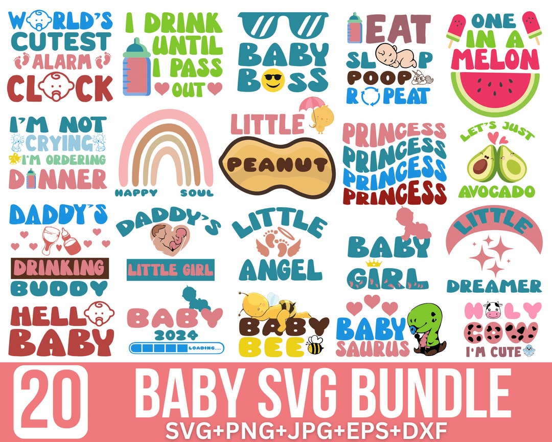 Baby Quotes SVG Bundle: Funny Onesie Designs, Baby SVG, Baby PNG, Funny ...