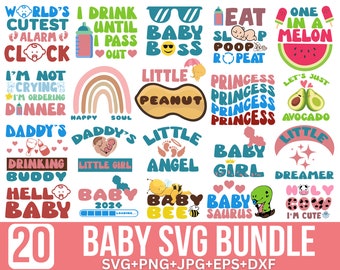 Baby Quotes SVG Bundle: Funny Onesie Designs, Baby SVG, Baby PNG, Funny Baby Png, Baby Newborn Png, For Cricut, Silhouette (Digital Download