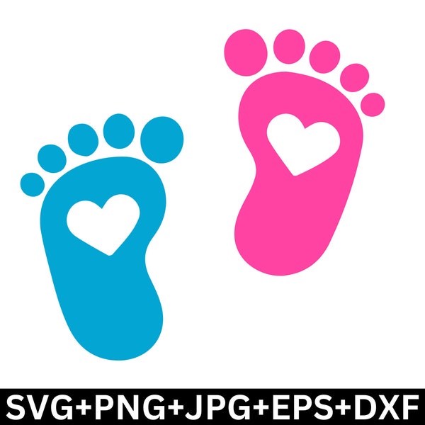 Baby Footprint svg, Baby Feet SVG, Baby foot Svg, Pink or blue feet svg, monogram svg, Instant download, Cut File FOR Cricut