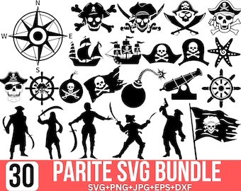 Pirate SVG Bundle: Skull, Flag, Ship, Map, Crossbones (Digital Download)