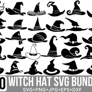 Witches Hat Svg Bundle, Hat Svg, Witchcraft Svg, Spooky Svg, Halloween Svg, Witch Svg, Witch Clipart, Cut Files for Cricut, Silhouette