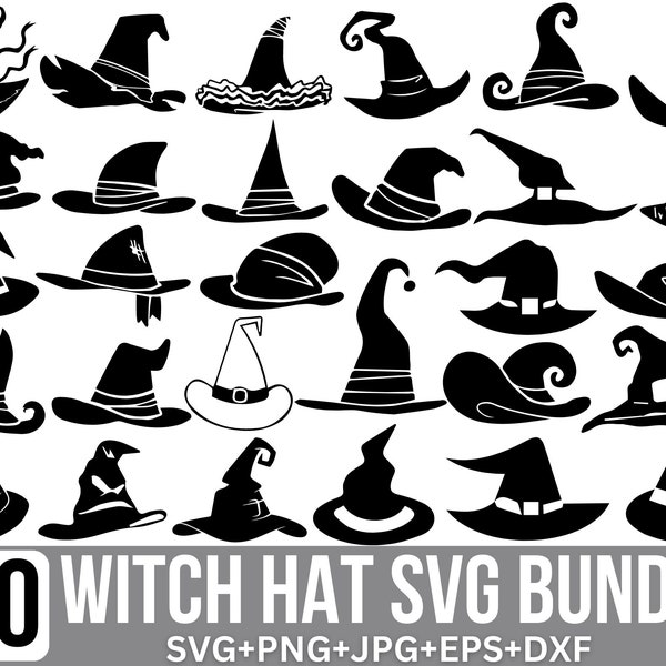 Witches Hat SVG Bundle, Hat SVG, Witchcraft svg, Spooky Svg, Witch Clipart, Halloween Svg, Witch SVG, Svg Files for Cricut, Silhouette