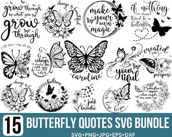 Butterfly quotes svg bundle, Butterfly svg, Butterfly Swarm svg, Design Layout, Monarch Butterfly, Butterfly clipart, Silhouette, Cut file