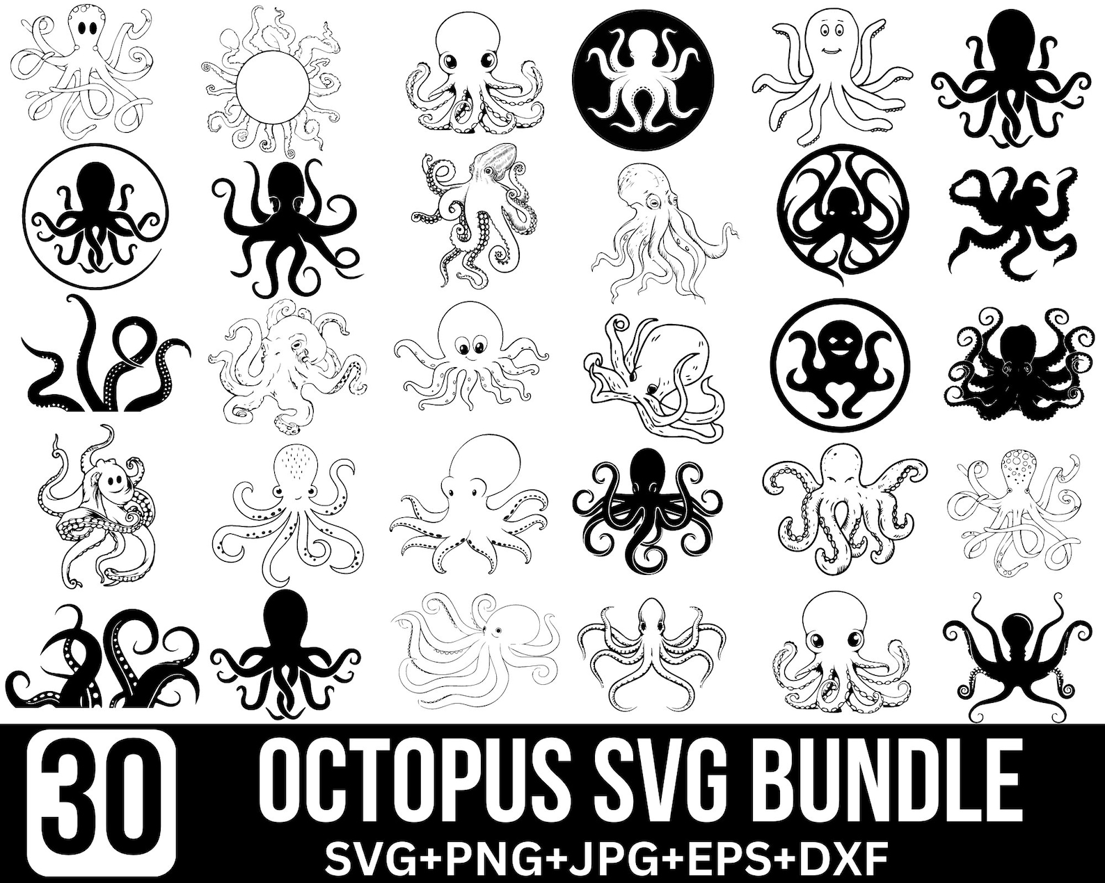 Octopus Svg Bundle, Kraken SVG, Octopus Clipart, Octopus Legs Svg ...