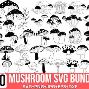 Mushroom Svg Bundle, Mystical Mushroom Svg, Magic Mushroom Svg, Plant Svg, Floral Mushroom Svg, Celestial Mushroom, Floral Svg, for Cricut