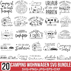 Plotterdatei Camping Wohnwagen Svg-bundel, Camping Sprüche Svg, Camper Svg, Plotterdatei Camper, Duitse Svg, gesneden bestand voor Cricut, silhouet