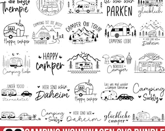 Plotterdatei Camping Wohnwagen Svg Bundle, Camping Sprüche Svg, Camper Svg, Plotterdatei Camper, German Svg, Cut File For Cricut, Silhouette