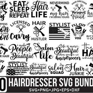 Hairdresser Svg Bundle, Hairdresser Quotes Svg, Hair Stylist Svg, Hairdresser Tools Svg, Hair Salon Svg, Beauty Salon For Cricut, Silhouette