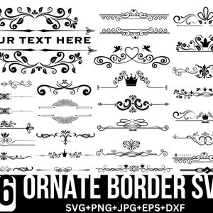 Bundle Svg bordures fleuries, bordures fleuries, ligne florale, ligne de décoration, tourbillon svg, séparateur Svg, ligne Svg, fichiers de coupe pour Cricut, Silhouette