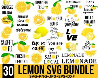 Paquete SVG de limón: Diseños de verano y limonada (descarga digital)