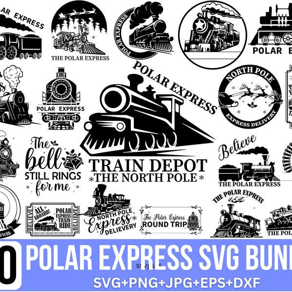 Polar express svg, Train svg, North Pole Svg, Believe Svg, Polar Express Ticket, Holiday Sign Svg, Mail Svg, Cut file for Cricut, Silhouette