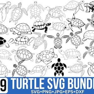 Paquete de Svg de tortuga, Svg de tortuga marina, Svg de tortuga marina linda, Svg de océano, Svg de tortuga, Contorno de tortuga, Descargas instantáneas, Para Cricut, Silhouette