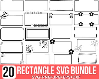 Rectangle Frame SVG Bundle: Frame SVG, Flourishes Svg, Split Square Frame Svg, Geometric Svg, Half Frame Svg, Cut for Cricut, Silhouette