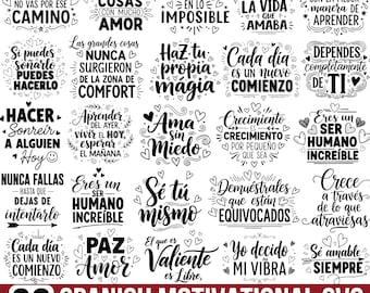 Spanish Motivational SVG Bundle, Motivational Quotes Svg, Inspirational Frases, Spanish Sayings SVG, Positive Quotes Svg, Files For Cricut